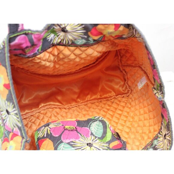Vera Bradley Grey Jazzy Blooms Floral Tote Bag Baby Orange Travel Spring Beach - Picture 7 of 10